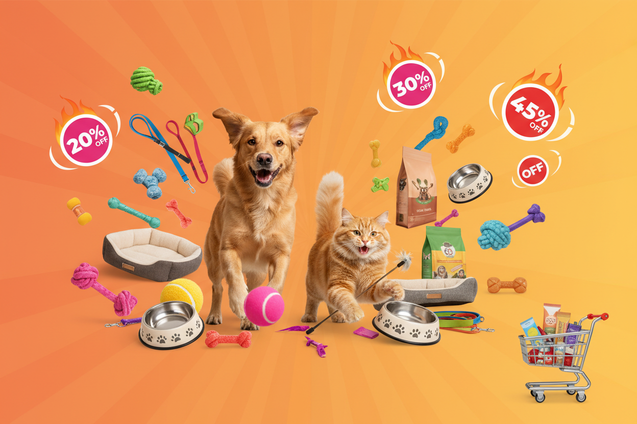 Hero banner productos para mascotas con descuentos
